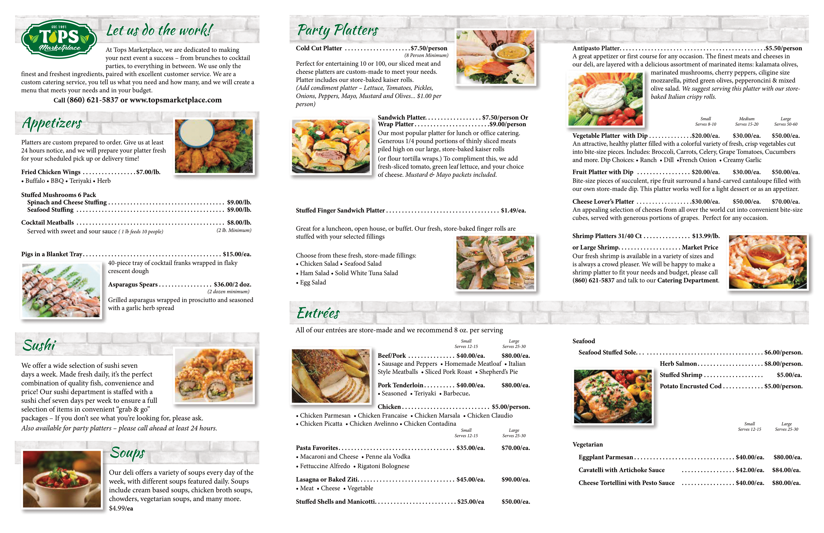 Tops Catering Menu